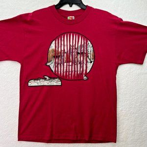 Vintage Wolves in Woods Nature T-shirt Handmade Womens Maroon FOTL Best Sewing
